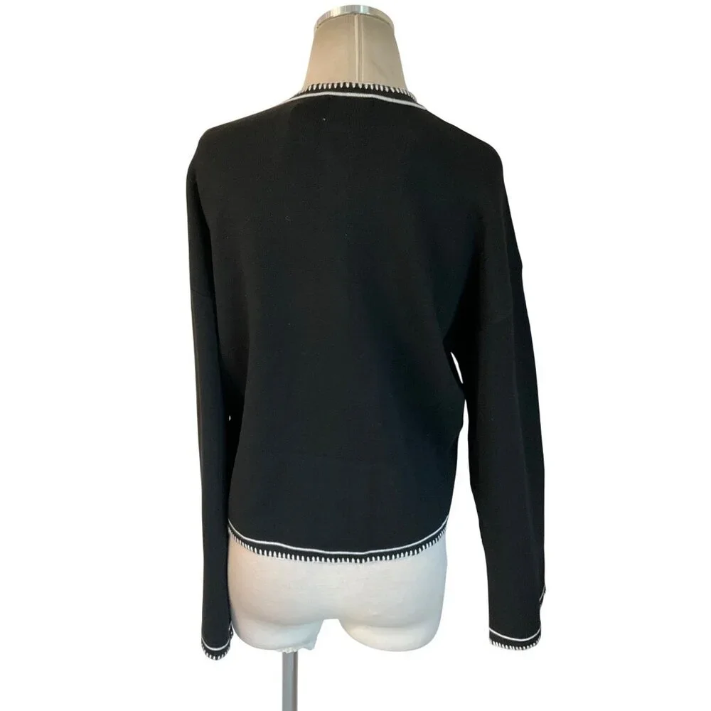 SNDYS Daphne Cardigan in Black Medium New Womens Knit Sweater Jacket
